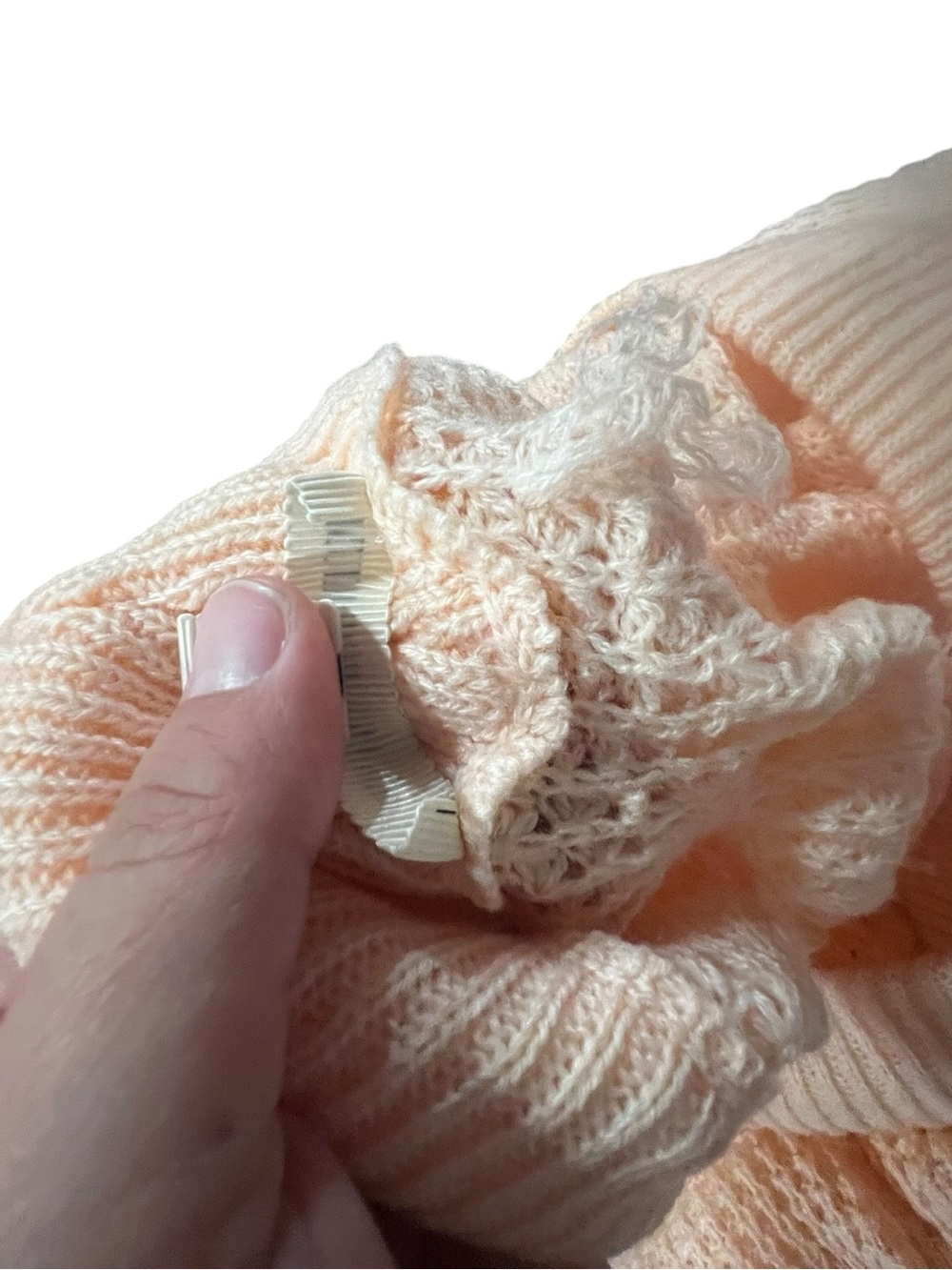 Preppy Whimsical Off The Shoulder Cottage Core Women's Light Peach Sweater Sz M - Picture 15 of 16